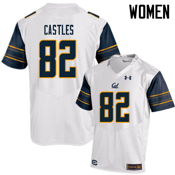 Women #82 McCallan Castles Cal Bears UA College Football Jerseys Sale-White - Click Image to Close